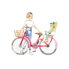 自転車でおでかけ、母と子ども