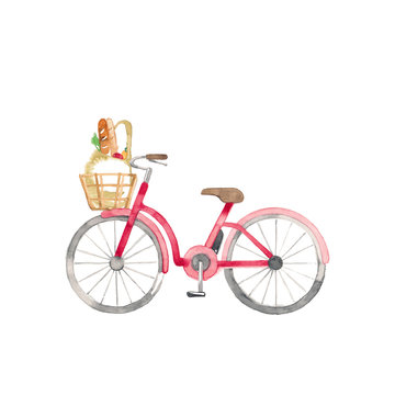 赤い自転車、ショッピング