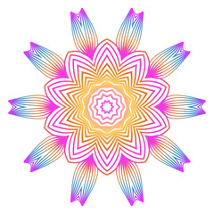 Floral Color Mandala. Arabic, Indian, Motifs. Vector Illustration. Rainbow color