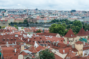 Fototapeta na wymiar Prague, Czech Republic roofs of the city, beautiful view.