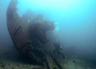 Underwater wreck off the coast of Sevastopol.
