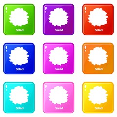 Salad icons set 9 color collection isolated on white for any design