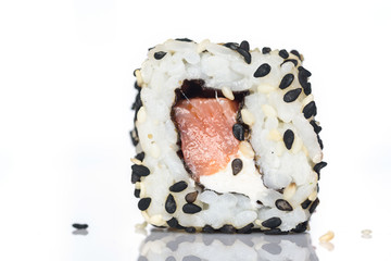 Sushi rolls isolated on white background.