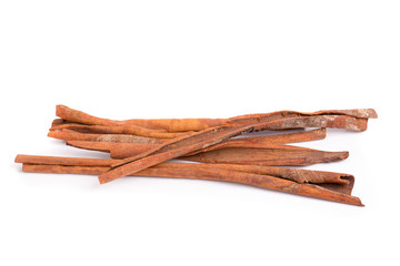 Cinnamon sticks isolated on white background.