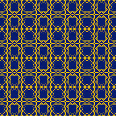 Abstract Vector Seamless Pattern With Abstract Geometric Style. Repeating Sample Figure And Line. Blue yellow color