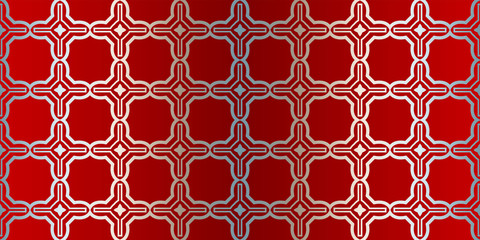 Vector Seamless Pattern With Abstract Geometric Style. Repeating Sample Figure And Line. Paper For Scrapbook. Silver red color