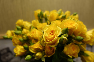 Fresh yellow roses bouquet flower background