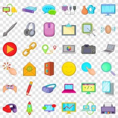 Fototapeta na wymiar Computer icons set. Cartoon style of 36 computer vector icons for web for any design