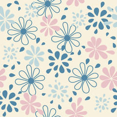 Seamless pattern. Simple flat floral motif . Suitable for fabrics, Wallpapers, album covers, phone cases. Vector