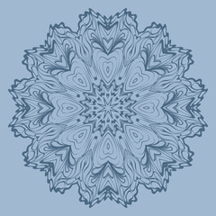 Flower Coloring Mandala. Decorative Elements. Vector Illustration. Oriental Pattern, Indian, Moroccan, Mystic, Ottoman Motifs. Blue pastel color