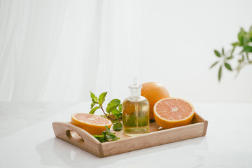 Citrus fruit vitamin c serum oil beauty care, anti aging natural cosmetic. essence, aromatherapy.