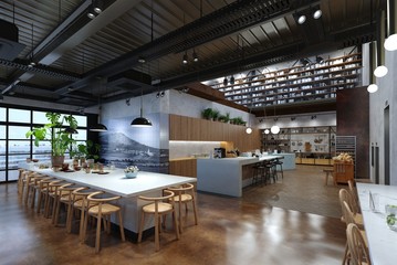 restaurant, interior visualization, 3D illustration