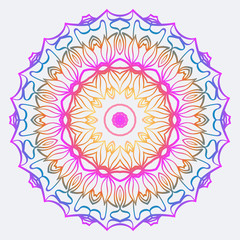 Abstract Vector Pattern With Floral Mandala. For Modern Interiors Design, Wallpaper, Textile Industry. Rainbow color