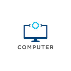 computer, laptop repair service logo vector