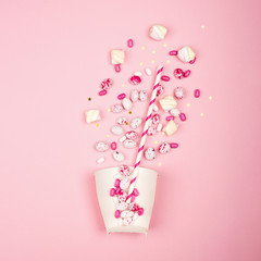 cup of sweet star glitter on pink