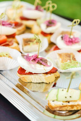 catering food on the silver tray
