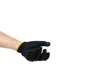 Dark blue protective cloth gloves with hand, handyman equipment