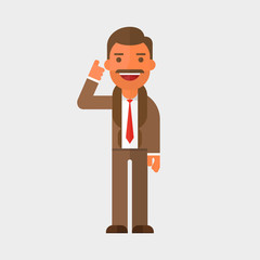 Man in suit shows a sign Thumb Up