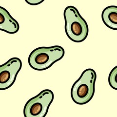 Cute cartoon flat style avocado seamless pattern