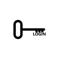 Login key isolated on white background. Login, password security concept