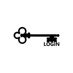 Login key isolated on white background. Login, password security concept