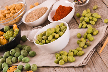 Wasabi coated peanuts.