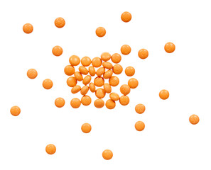 Orange pills, medical care and help, chemical vitamins.