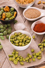 Wasabi coated peanuts.
