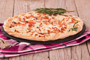 Cheese and bacon tart.