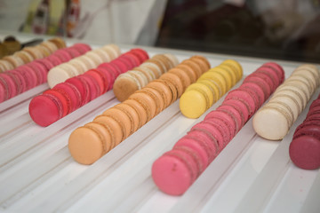 Colourful Pastries and Biscuits inside a Display Case in a Pastry Shop