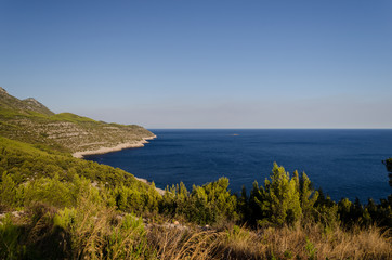 Fototapeta na wymiar coastline in croatia, the shore of croatia's seaside during summer, dalmatia.