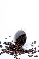Cup with coffee bean on white