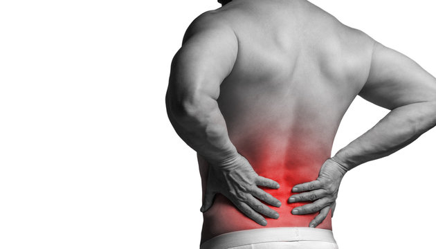 Muscle man with pain in his back