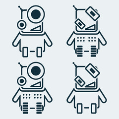 Set of robots icons in linear style