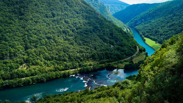 View on una river at Lohovo. Una National Park, Bosnia