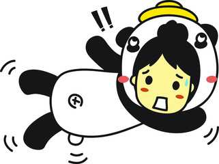 little girl in panda costume