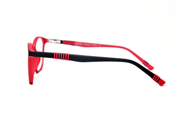Side view plastic frame rim for children's glasses. Eyeglasses for children's vision correction.