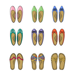 Woman shoes icons set.