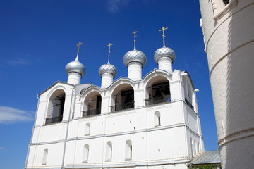The belfry of the Assumption Cathedral in the Rostov Kremlin. Gold ring of Russia