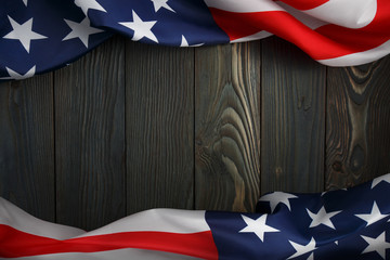American flag on dark wooden board