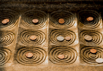 Symbols of Buddhism. South-Eastern Asia. Details of buddhist temple in Thailand.