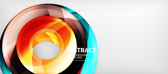 Fototapeta premium Modern geometric circles abstract background, colorful round shapes with shadow effects