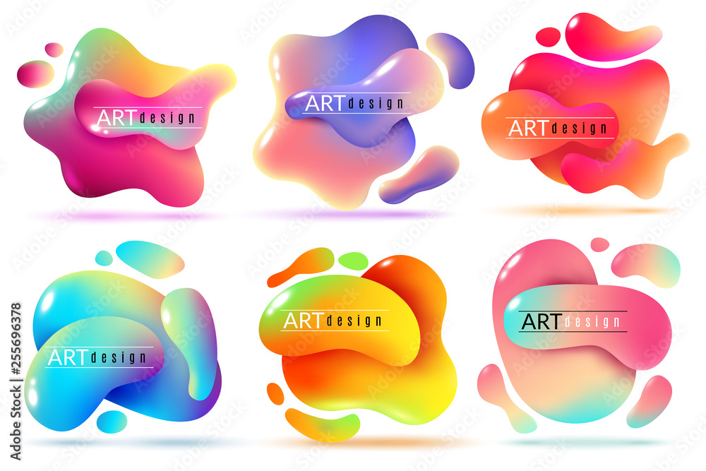 Wall mural fluid shape banners. liquid shapes abstract color flux elements paint forms graphic texture modern c