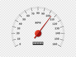 Realistic speedometer. Car odometer speed counter dial meter rpm motor miles measuring scale white engine meter concept - obrazy, fototapety, plakaty