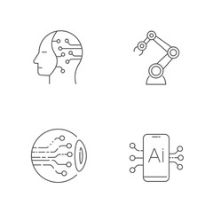 AI icons set. Artificial intelligence icons. Editable Stroke. EPS 10