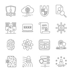 Data protection and cyber security thin line icons set. Cyber security, data and network protection. Protection technology, web services for business and internet safety.