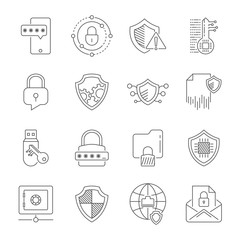 Data Privacy icons set. Included the icons as security information, data protection, shield, compliant, personal data, database and more. Illustration Vector. EPS 10