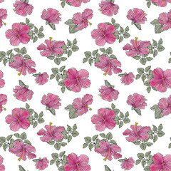watercolor pattern pink flowers