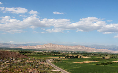 Fototapeta na wymiar Armenian green fields and mountains