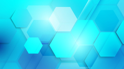 Abstract blue technology digital hi tech hexagons concept background